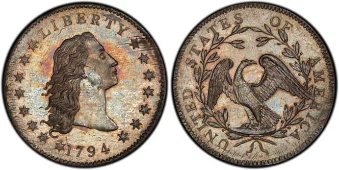 1794 Flowing Hair Silver Dollar SP66