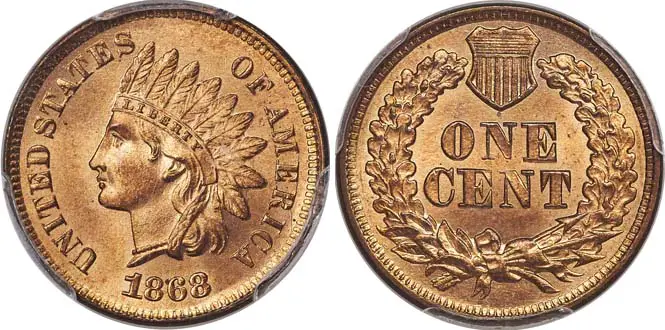 1868 Indian Head Penny MS66+RD