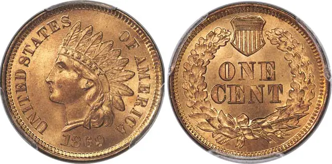 1869 Indian Head MS66+RD