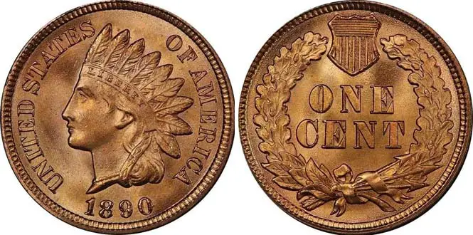 1890 Indian Head Penny MS67+RD