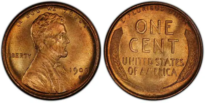 1909 S VDB Lincoln Wheat Penny MS67RD