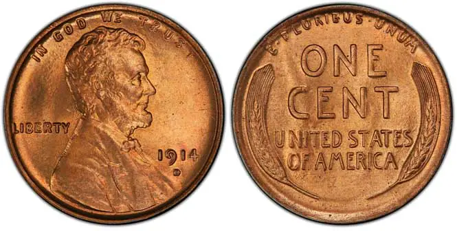 1914 D Lincoln Wheat Penny MS66+RD