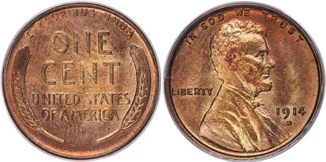 1914 Lincoln Wheat Cent Obverse & Reverse