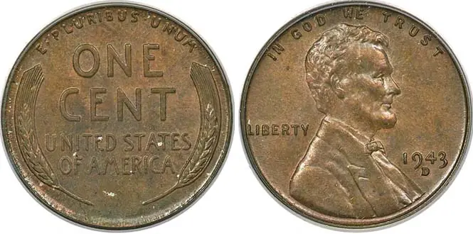 1943 D Lincoln Wheat Penny Bronze