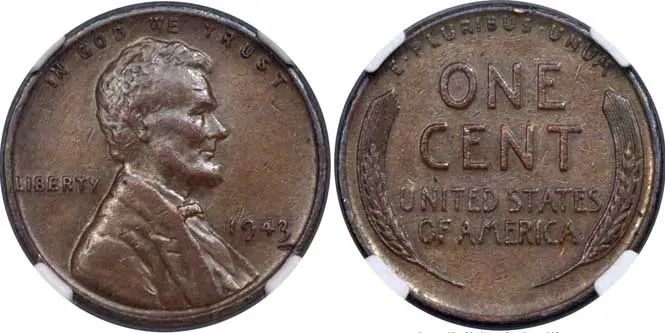 1943 Lincoln Wheat Penny AU53