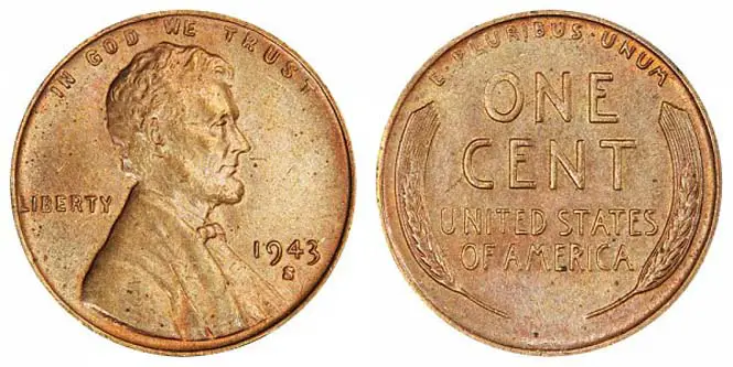 1943 S Lincoln Wheat Penny Bronze