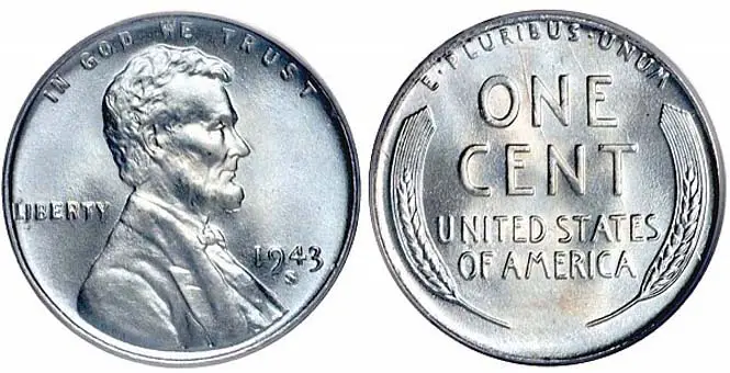 1943 S Lincoln Wheat Penny Steel