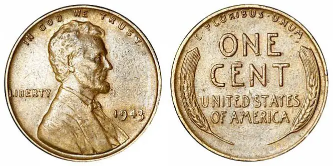1943 Lincoln Wheat Penny Bronze