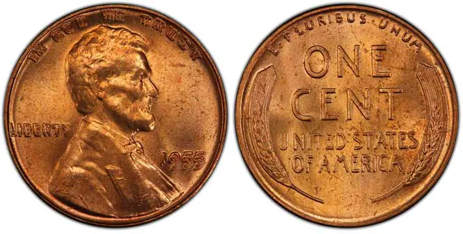 1955 Lincoln Wheat Penny Doubled Die Obverse MS65+RD