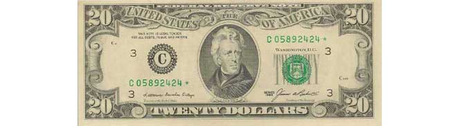 1985 $20 Star Replacement Note