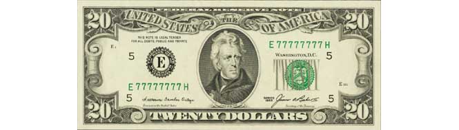 1985 $20 Bill Reverse