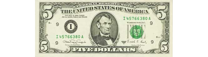 1988A $5 Dollar Bill