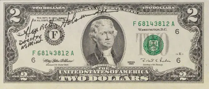 2 dollar bill 1995 worth