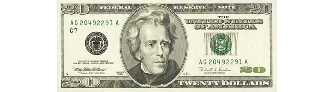 1996 $20 Bill Obverse