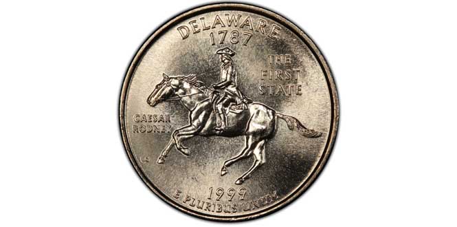 1999 P Delaware State Quarter Minted In Philadelphia