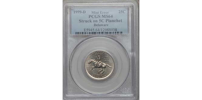 1999 D Quarter on Nickel Planchet MS64